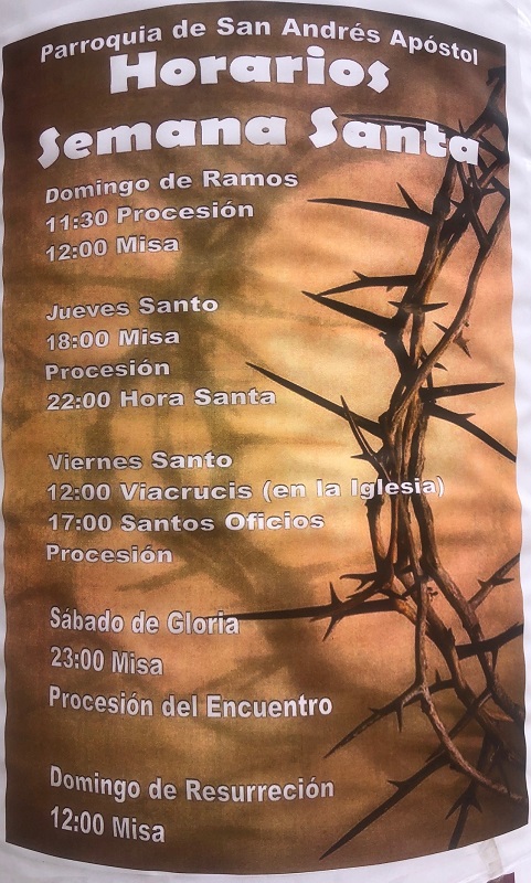 Horarios de Actos religiosos de Semana Santa en la Parroquia de San Andrés
